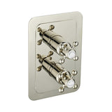 JTP Concealed Shower Valve Nickel JTP Grosvenor Cross 2 Outlet, 2 Handle, Thermostatic Vertical Concealed Thermostatic Shower Valve