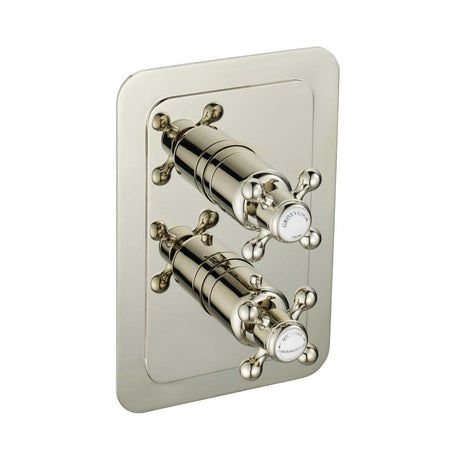 JTP Concealed Shower Valve Nickel JTP Grosvenor Cross 2 Outlet, 2 Handle, Thermostatic Vertical Concealed Thermostatic Shower Valve