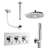 Crosswater Concealed Shower Set Chrome / Ceiling Arm / 200mm Crosswater Design 3 Handle 3 Outlet Shower and Bath Filler Set 8