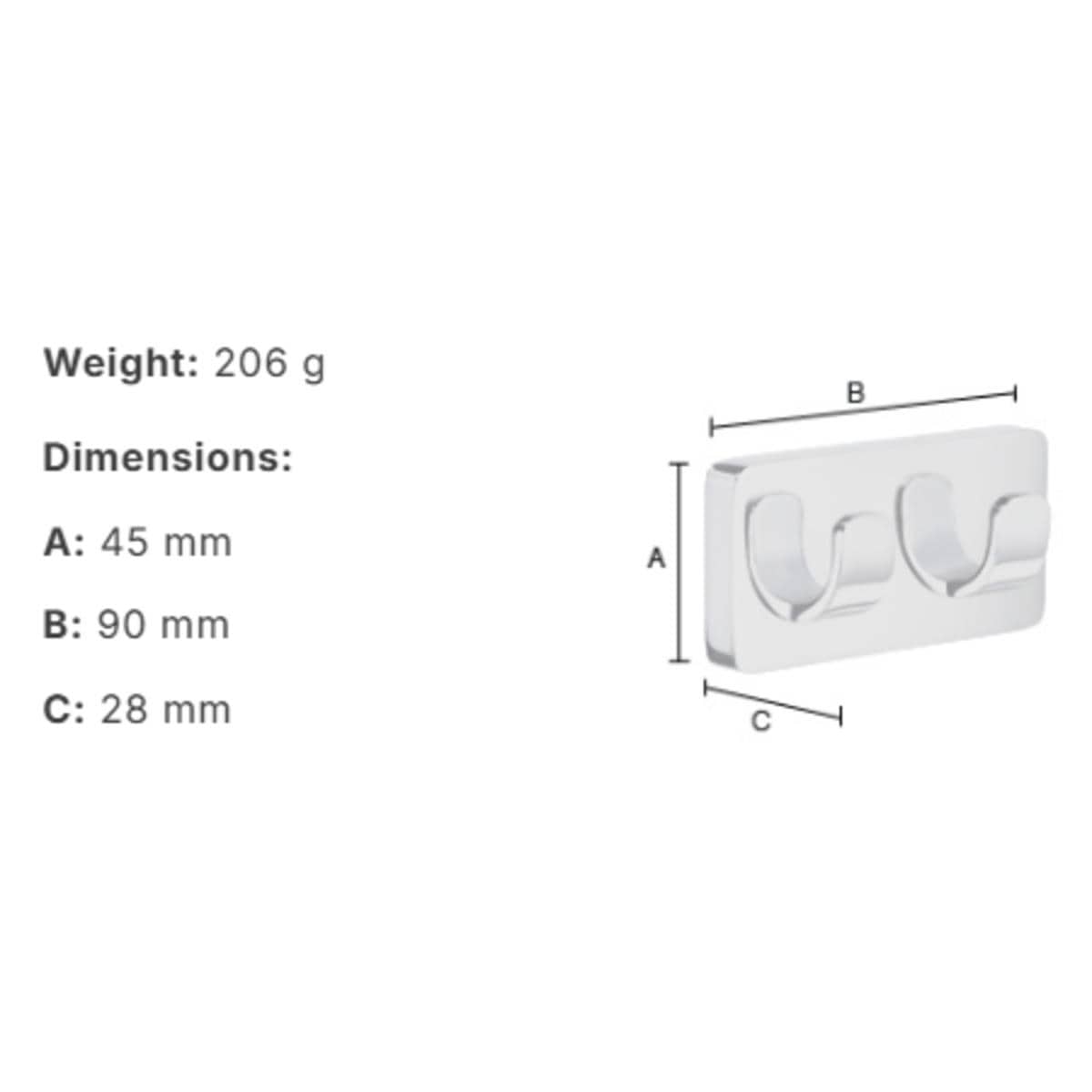 Smedbo Towel Rails and Rings Smedbo Ice Double Towel Hook in Chrome
