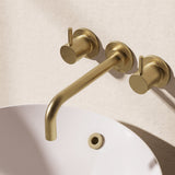 Crosswater Wall Mounted Basin Tap Brushed Brass Crosswater MPRO Wall Mounted 3 Hole Basin Mixer Tap