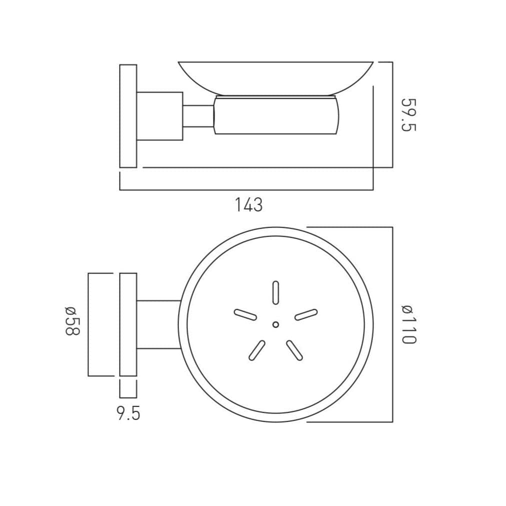 VADO Soap Dish Vado Elements Frosted Glass Soap Dish And Holder in Chrome