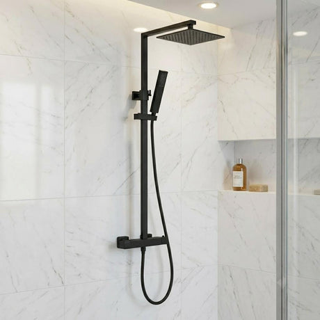 Aquarius Bathrooms Exposed Shower Set Black Aquarius RainLux Cool Touch Adjustable Square Exposed Shower Valve and Kit