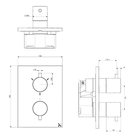 Crosswater Concealed Shower Valve Crosswater MPRO Crossbox 3 Outlet Trimset