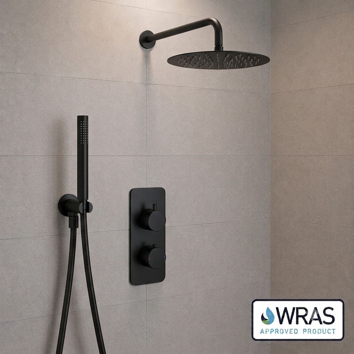 Aquarius Bathrooms Concealed Shower Set Aquarius RainLux 2 Outlet Thermostatic Shower Set with Shower Head and Single Function Handset