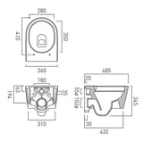 Vado Wall Hung Toilet Vado Cameo Round Rimless Wall Hung Toilet with Slimline Soft Close Seat