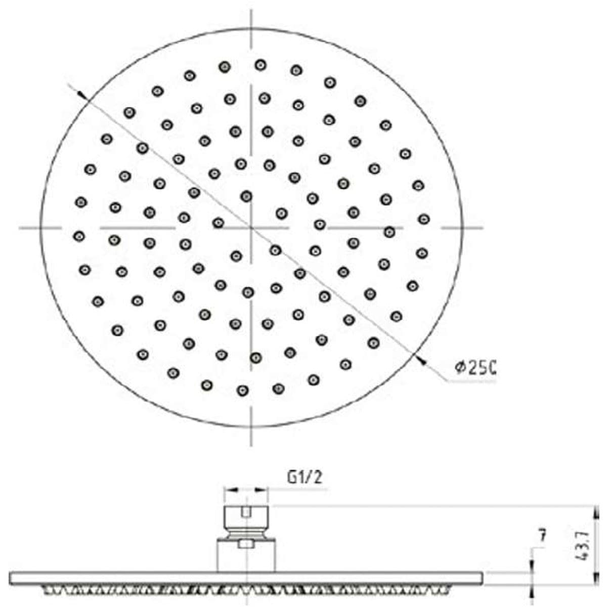 TED Fixed Shower Head TED Universal 250mm Fixed Shower Head