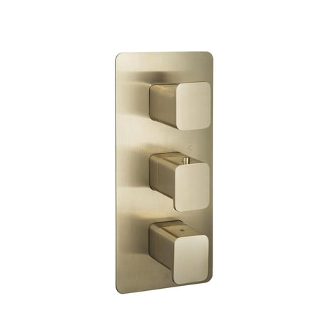 JTP Concealed Shower Valve Brushed Brass JTP HIX 2 Outlet, 3 Handle Thermostatic Concealed Shower Valve