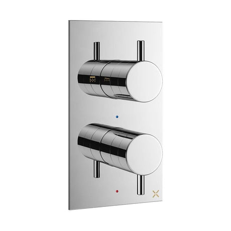Crosswater Concealed Shower Valve Crosswater MPRO 1 Outlet, 2 Handle Concealed Thermostatic Shower Valve in Chrome