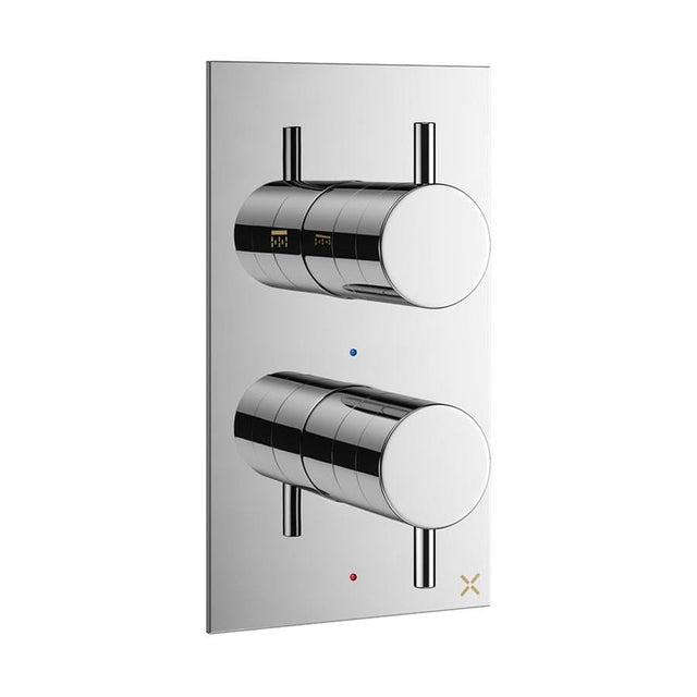Crosswater Concealed Shower Valve Crosswater MPRO 1 Outlet, 2 Handle Concealed Thermostatic Shower Valve in Chrome
