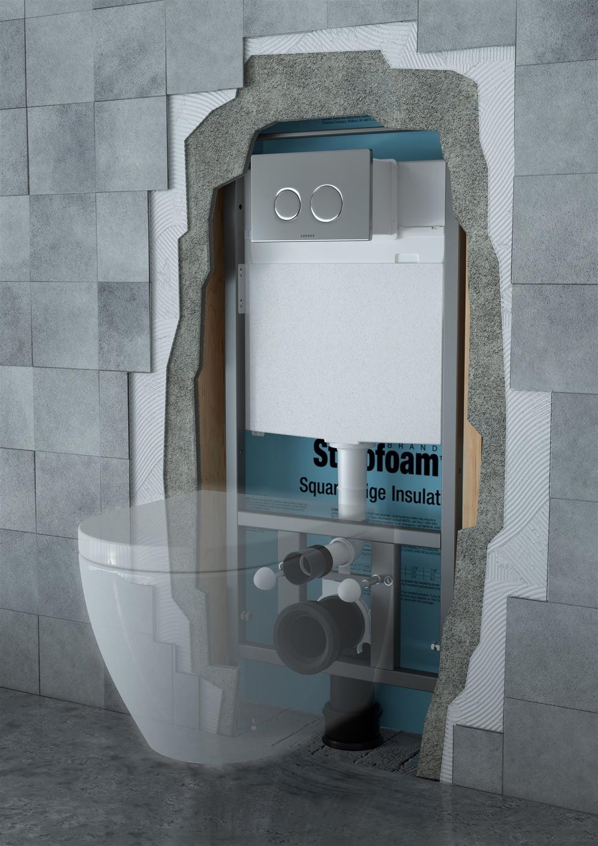 Saneux Wall Hung WC Frame Saneux Flushe 2.0 1140mm Universal Framed Cistern with Front Flush - FL2022