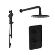 Saneux Concealed Shower Set Satin Black Saneux COS 2 Outlet, 2 Handle Concealed Shower Valve Kit with 3 Function Handset, Shower Head and Slider Rail