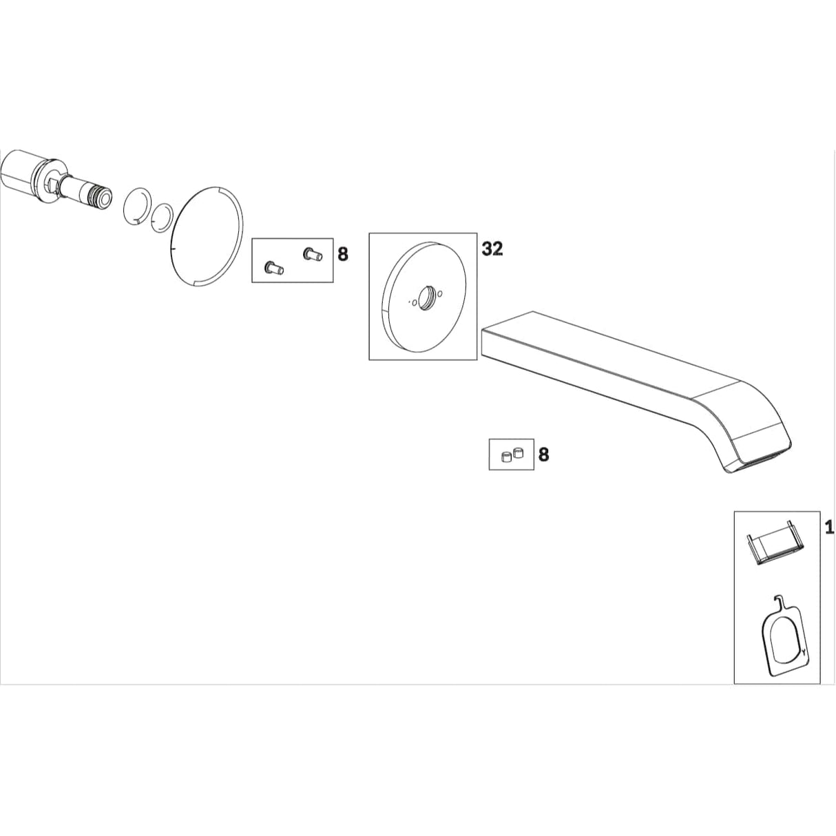 Villeroy & Boch Bath Spout Villeroy & Boch Dawn Curved Wall Mounted Bath Spout