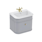 Burlington Wall Mounted Vanity Unit Classic Grey / Ceramic Basin - 1 Tap Hole / Gold Burlington Chalfont 650mm Wall Mounted Single Drawer Vanity Unit with Basin