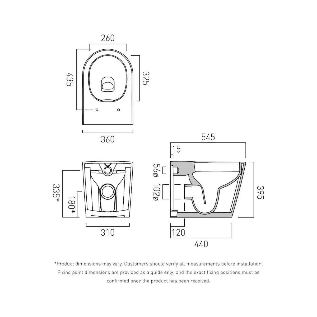 Vado Back to Wall Toilet Vado Cameo Round Rimless Back to Wall Toilet with Soft Close Seat