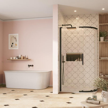 Crosswater Quadrant Shower Enclosure 1000 x 800 / Matt Black Crosswater Asura 8mm Quadrant Sliding Shower Door