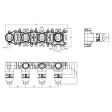 UK Bathroom Store Concealed Shower Set Crosswater Module Plus Push Shower Set 2 - 2 Outlet with Revive Steel Overhead and Pencil Handset