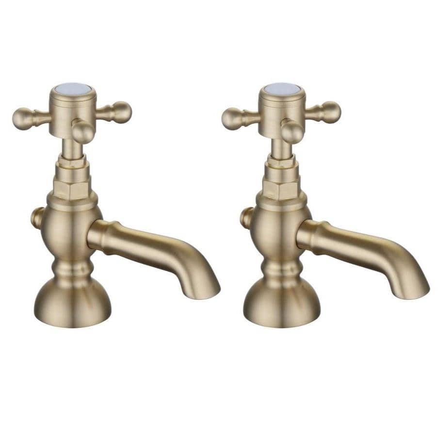 Aqaurius Pillar Basin Tap Brushed Brass Aquarius Chic Basin Pillar Taps (Pair)