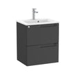 Roca Wall Mounted Vanity Unit Matt Black Roca Aleyda Compact 500mm Wall Mounted Two Drawer Vanity Unit with Basin