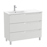 Roca Floor Standing Vanity Unit Pebble Grey / Left Hand Roca Aleyda 1000mm Floor Standing Three Drawer Vanity Unit with Basin