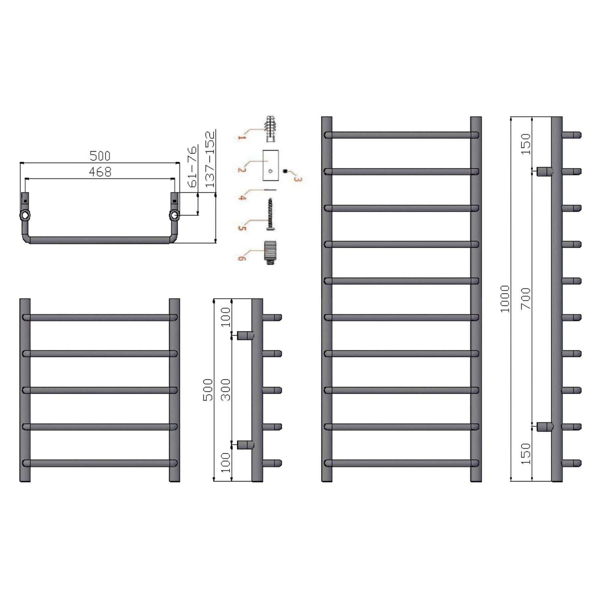 Reina Designer Towel Radiator Reina Aliano Heated Towel Rail in Chrome