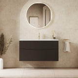 Crosswater Wall Mounted Vanity Unit 1000mm / Matt Black Crosswater Glide II Wall Mounted Two Drawer Vanity Unit with Basin