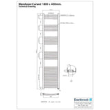 Eastbrook Wendover Curved Vertical Heated Towel Rail in Chrome
