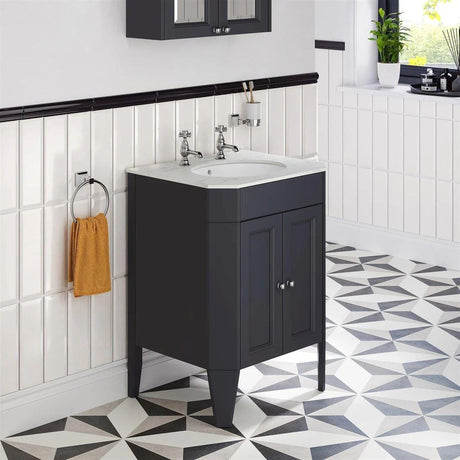 Heritage Floor Standing Vanity Unit Heritage Caversham Freestanding Granley Vanity Unit with Worktop, Basin, Waste and Handle Bundle