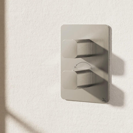 Crosswater Concealed Shower Valve Crosswater Glide II Crossbox 3 Outlet Trimset  in Brushed Stainless Steel Effect