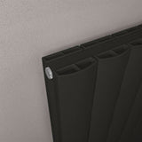 Eastbrook Panel Radiator Eastbrook Guardia Straight Vertical Aluminium Radiator in Matt Black