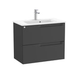 Roca Wall Mounted Vanity Unit Matt Black Roca Aleyda Compact 700mm Wall Mounted Two Drawer Vanity Unit with Basin