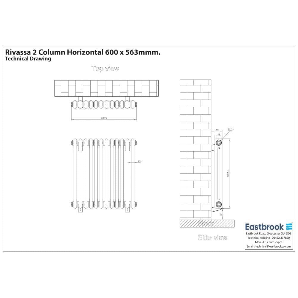 Eastbrook Rivassa Traditional 2 Column Radiator in Matt Anthracite