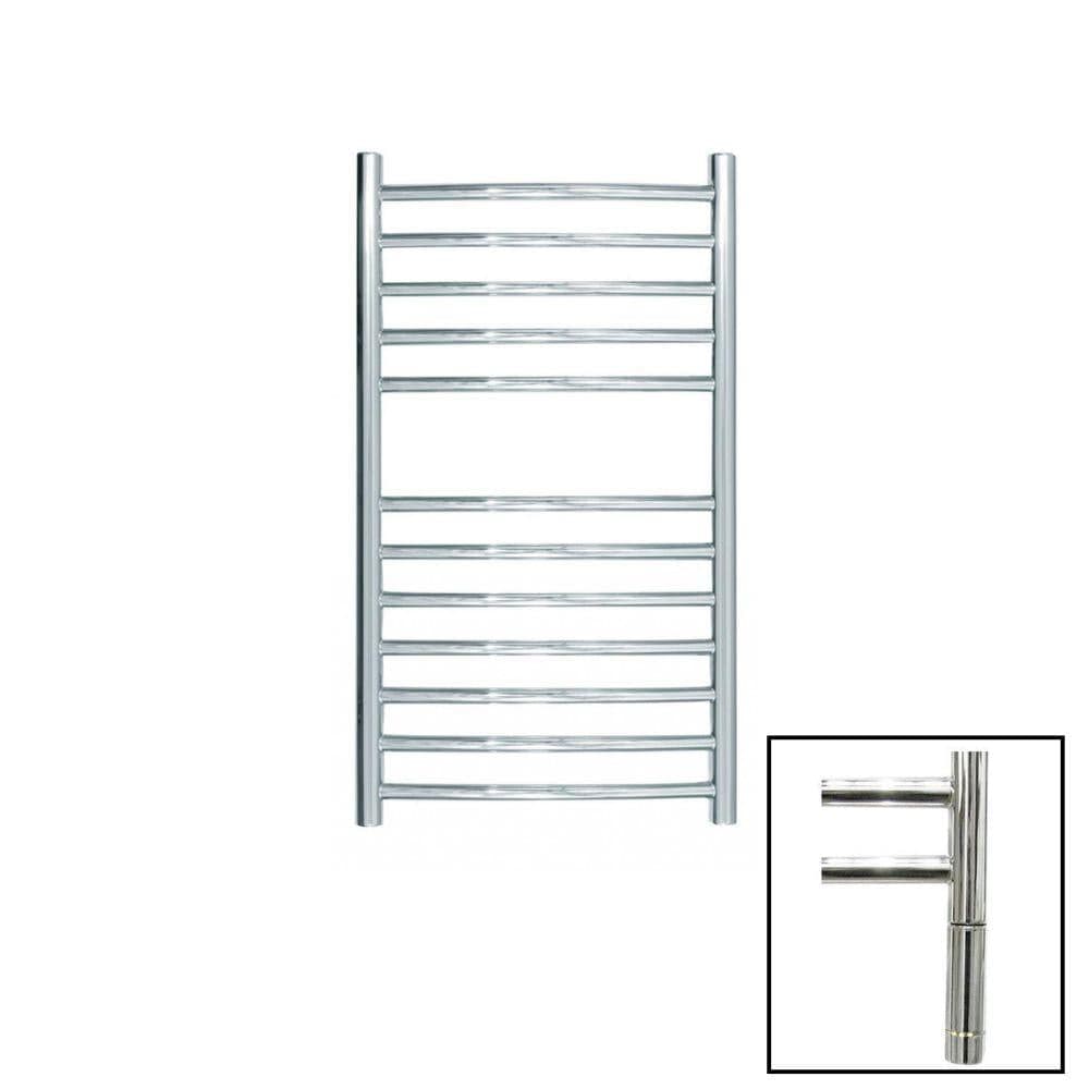 JIS Ladder Rail 700 x 400mm / Polished Chrome / Electric Only with Cylindrical Adjustable Element JIS Sussex Camber Vertical Stainless Steel Curved Heated Towel Rail