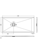UK Bathroom Store Rectangle Shower Tray 1700x800mm Aquarius Urbano Slimline 33mm Slate Effect Rectangular Stone Resin Shower Tray in White Slate