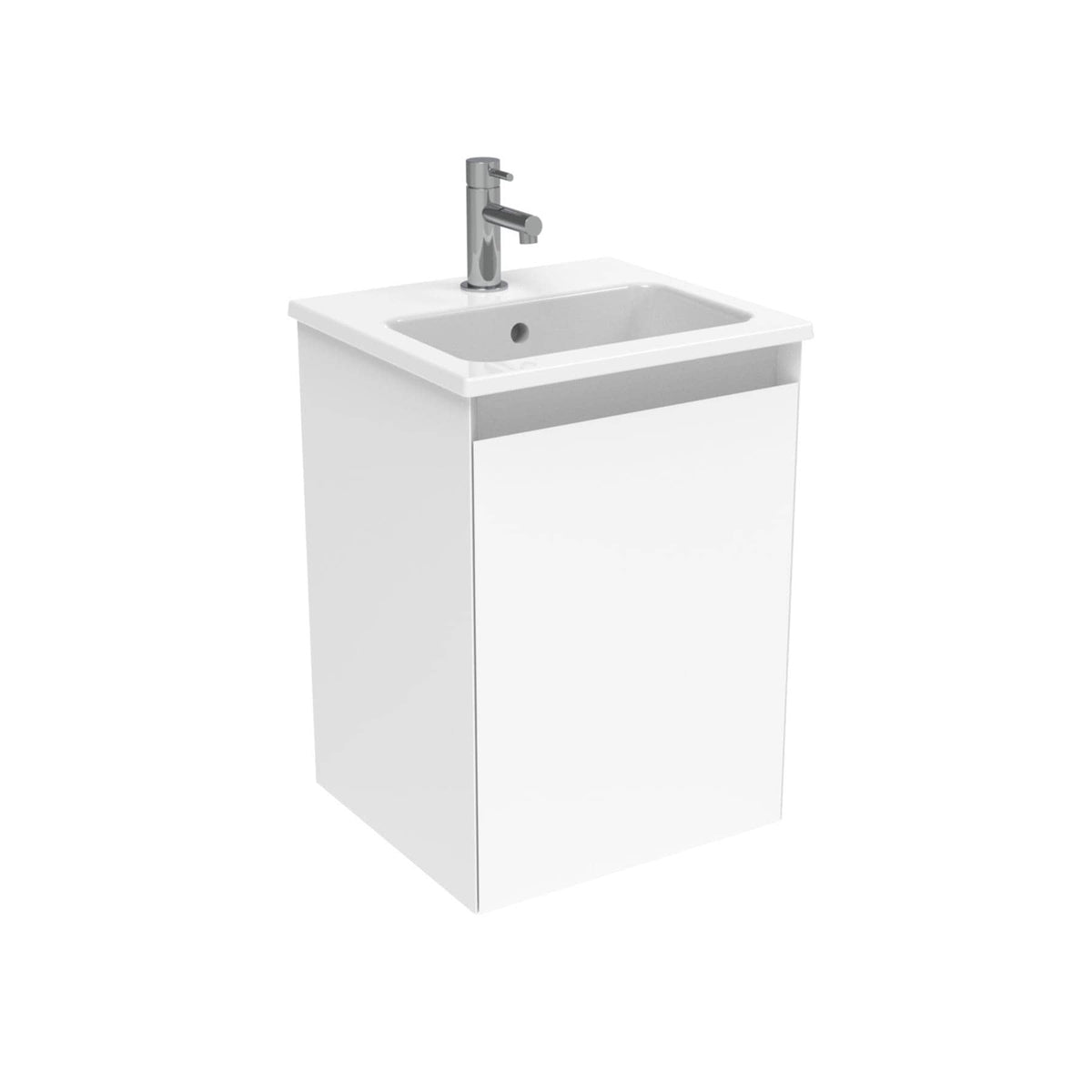 Saneux Cloakroom Vanity Unit Matte White / 1 Hole Saneux Uni 400mm Wall Mounted One Door Vanity Unit with Basin