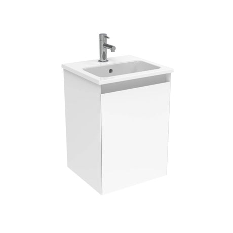 Saneux Cloakroom Vanity Unit Matte White / 1 Hole Saneux Uni 400mm Wall Mounted One Door Vanity Unit with Basin