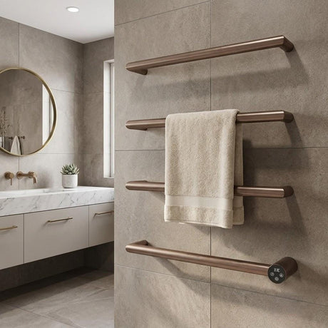 JTP Designer Towel Radiator JTP Obi Designer Towel Radiator - 600 x 485 - Electric Only - Brushed Bronze