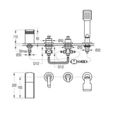 Flova 4 Tap Hole Bath Set Flova Cascade 4 Hole Bath Shower Mixer with Shower Set in Diamond Chrome