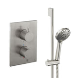UK Bathroom Store Concealed Shower Set Brushed Nickel Crosswater Crossbox Shower Set 2 - 1 Outlet with Slide Rail Kit