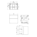 Crosswater Wall Mounted Vanity Unit Crosswater Avenue Vanity Unit with Basin - 600mm - Two Drawer - Wall Mounted