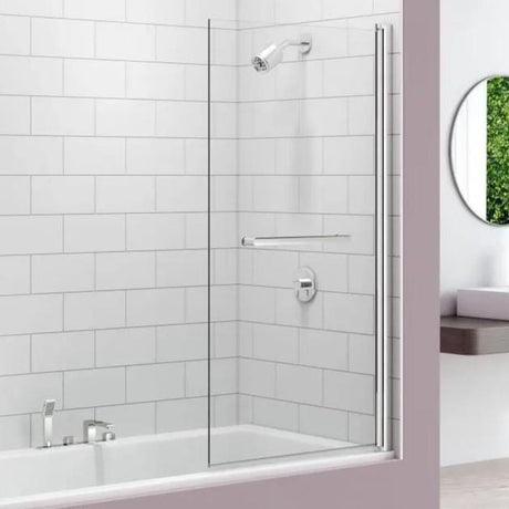 Merlyn Bath Screen Merlyn 8mm Square Single Panel Pivot Bath Screen with Towel Rail