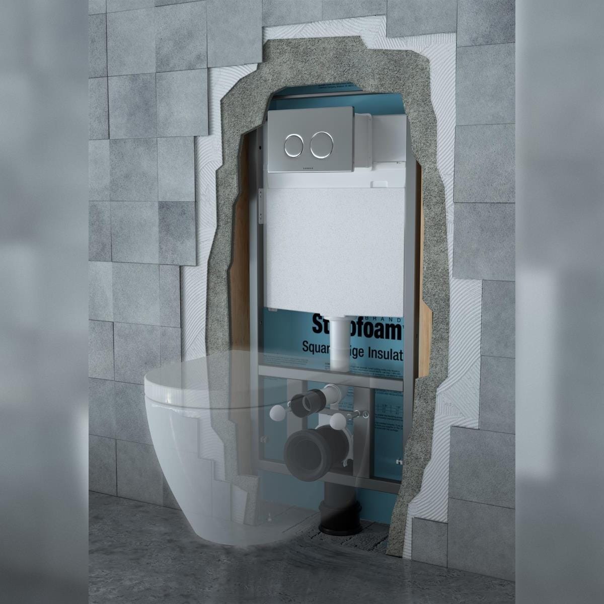 Saneux Wall Hung WC Frame Saneux Flushe 2.0 1140mm Universal Framed Cistern with Front Flush