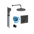 Roca Concealed Shower Set Matt Black Roca T-3000 Square Switch Thermostatic Concealed Shower Valve with Rainshower Head, Shower Handset and Slide Rail Set