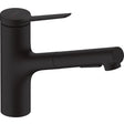 UK Bathroom Store Kitchen Tap Matt Black Hansgrohe Zesis M33 Single Lever Kitchen Mixer Tap 150 with Pull-Out Spray