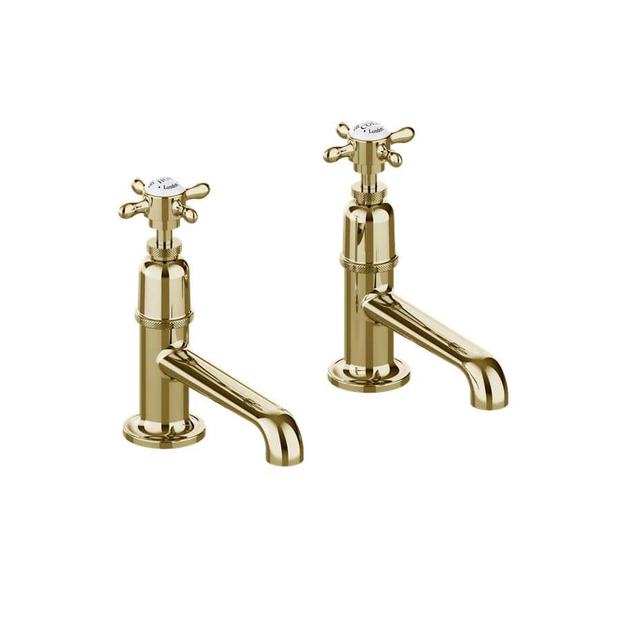 Burlington Pillar Basin Tap Burlington Guild Basin Pillar Tap with Long Nose (Pair) - Gold