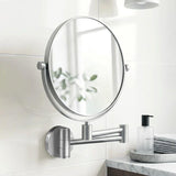 Smedbo Cosmetic and Shaving Mirror Brushed Stainless Steel Smedbo Outline Round Extendable Magnified Mirror