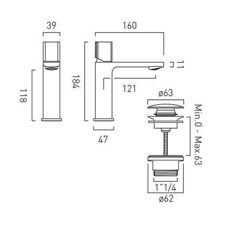 VADO Mono Basin Tap Vado Cameo Leverless Mono Basin Mixer Tap with Universal Waste