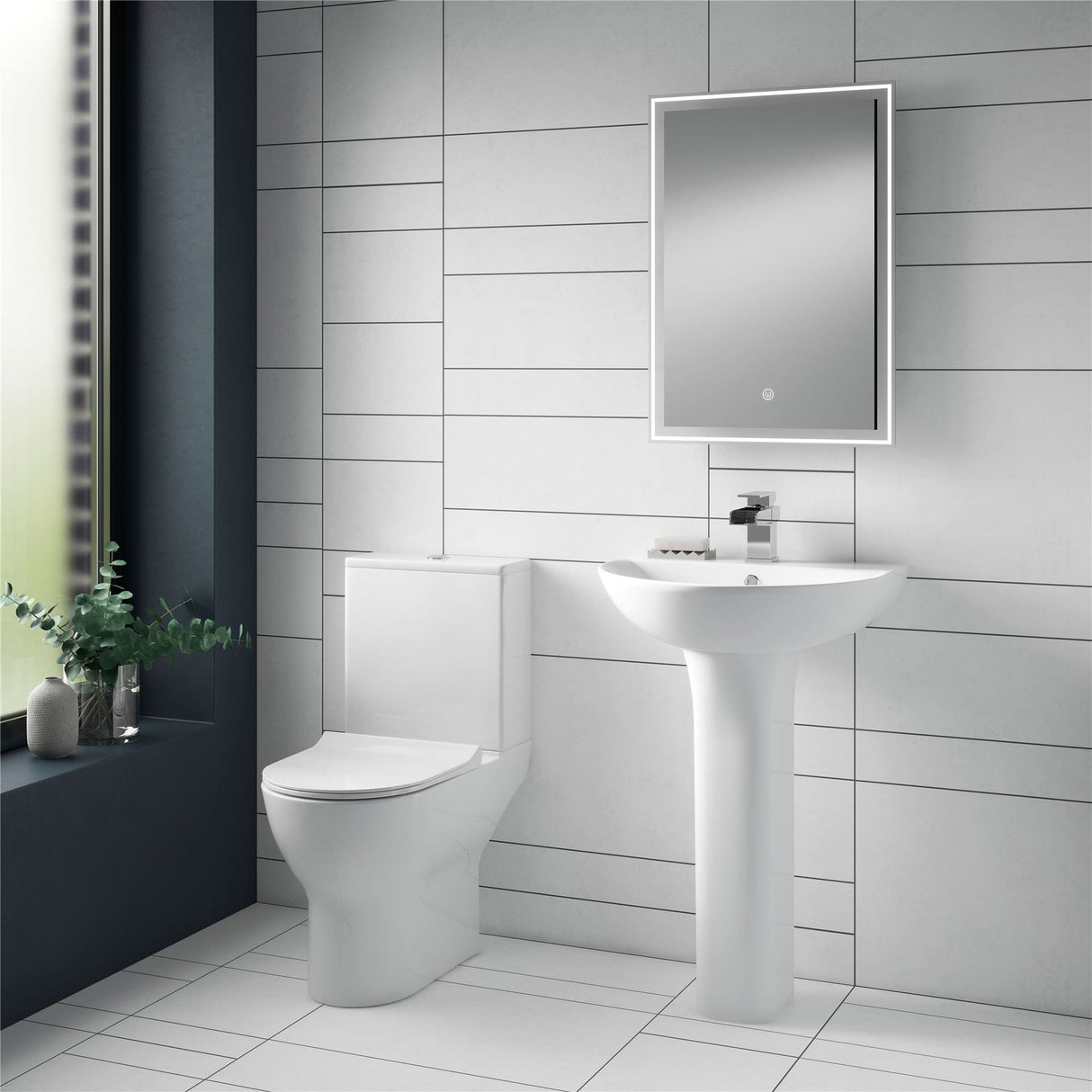 Aquarius Bathrooms Pedestal Basin Aquarius Metric/Vista/Origin 560mm 1 Tap Hole Basin with Full Pedestal
