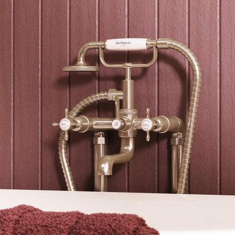 Burlington Freestanding Bath Filler Brushed Nickel Burlington Guild Floor Standing Bath Shower Mixer