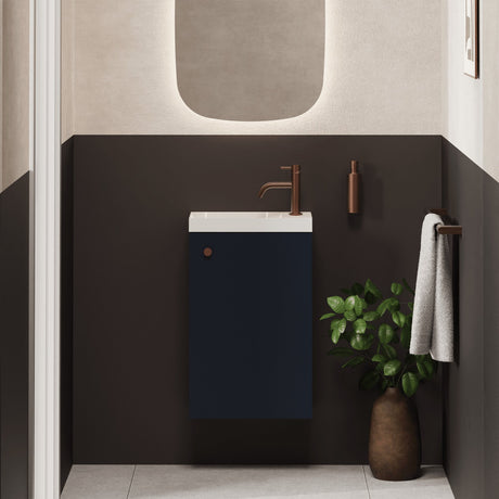 Crosswater Cloakroom Vanity Unit Deep Indigo Blue Crosswater Alo Single Door Wall Mounted 400mm Cloakroom Vanity Unit with Basin